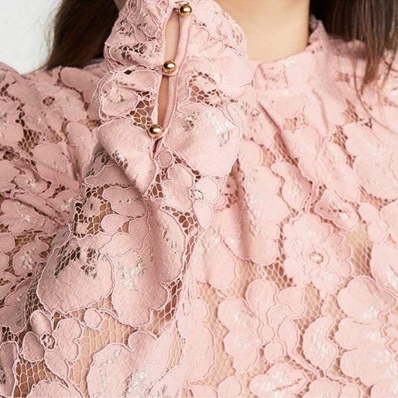 WAYF Emma Puff Sleeve Lace Top Ivory XS - Picture 11 of 11